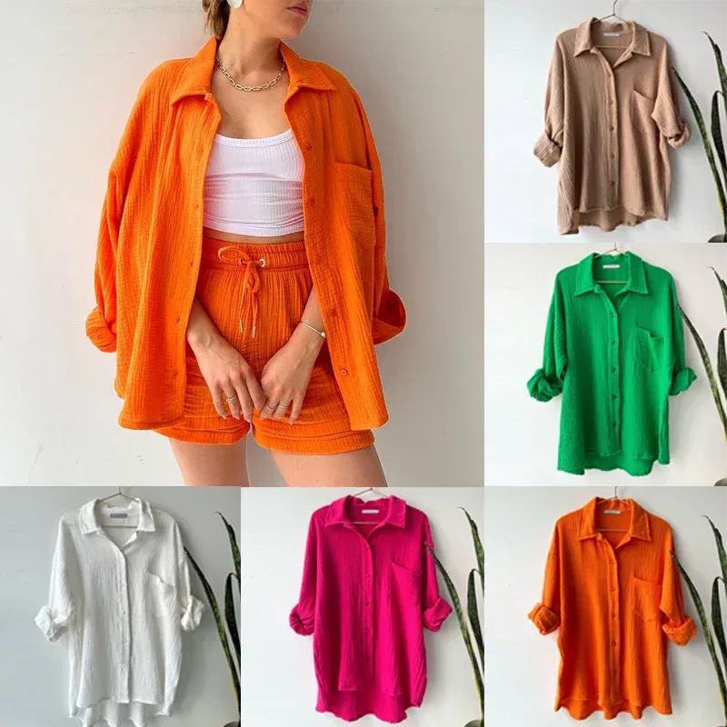 Ladies two piece long sleeve shirt leisure suit - women's casual wear